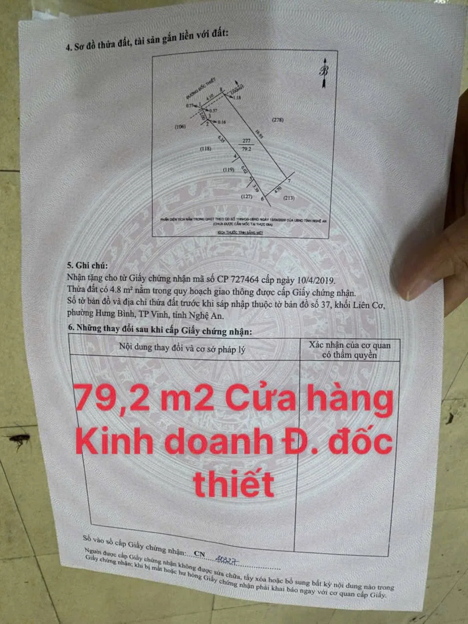🌟 Bán cửa hàng kinh doanh bám đường Đốc Thiết, p. Thành Vinh, Nghệ An – DT 79,2m² - 4